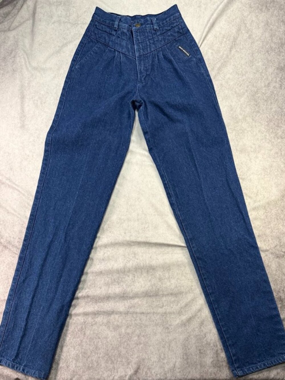 VTG 80s Womens Rocky Mountain High Waist Bare Back Pleated Jeans Tall 24x34